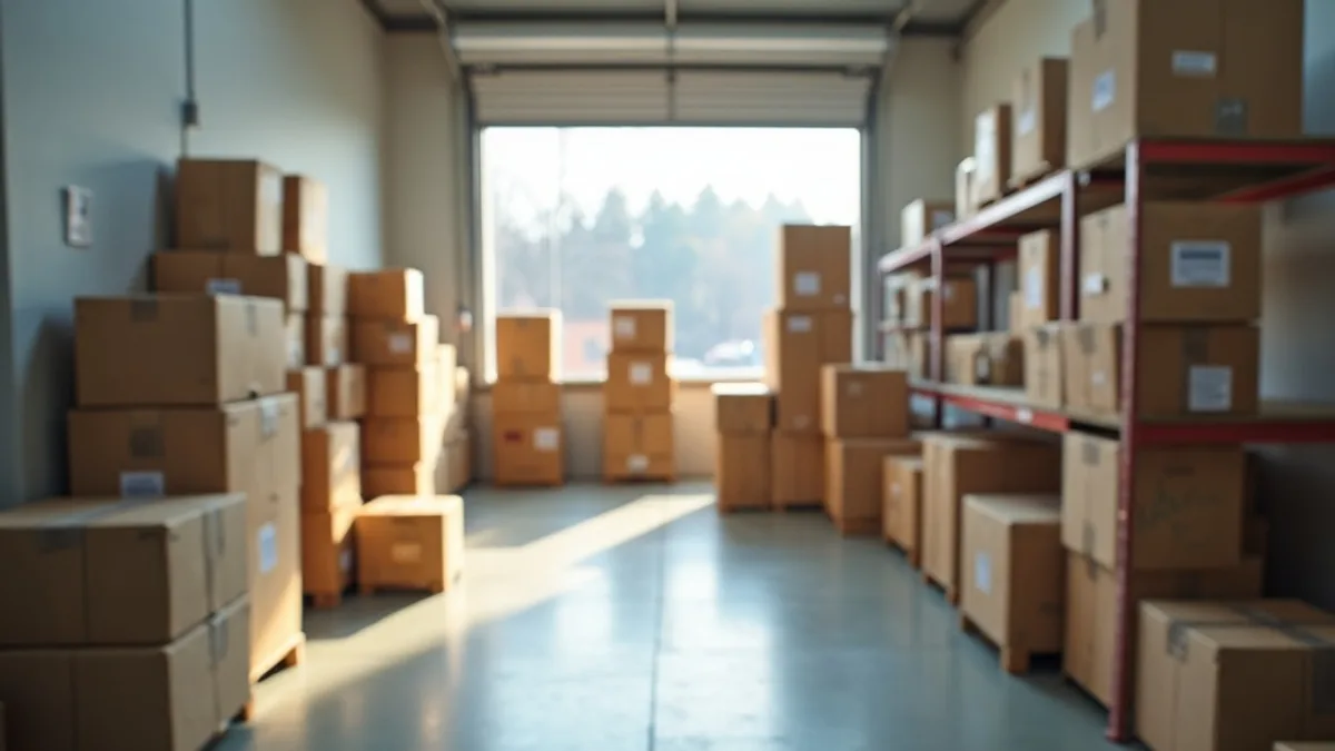 Printed catalogs and packaging materials palletized for freight shipping