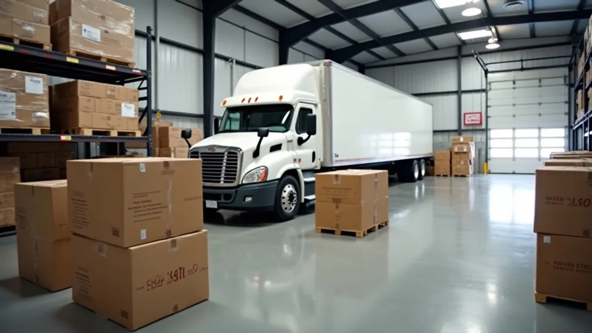 LTL freight pallet at Radcliff KY shipping counter near Fort Knox