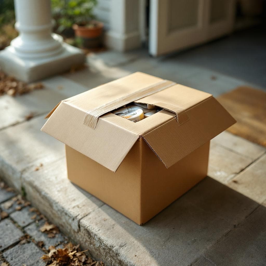 Damaged fragile package in transit demonstrating poor packing