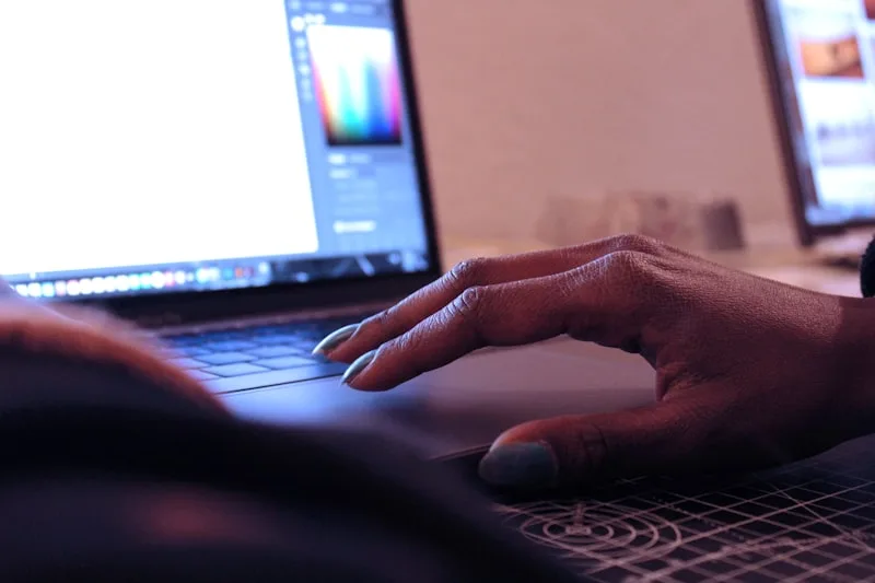 Graphic designer working on layout
