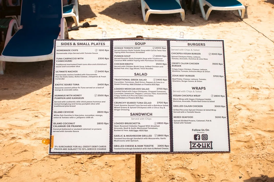 Restaurant menus and event programs