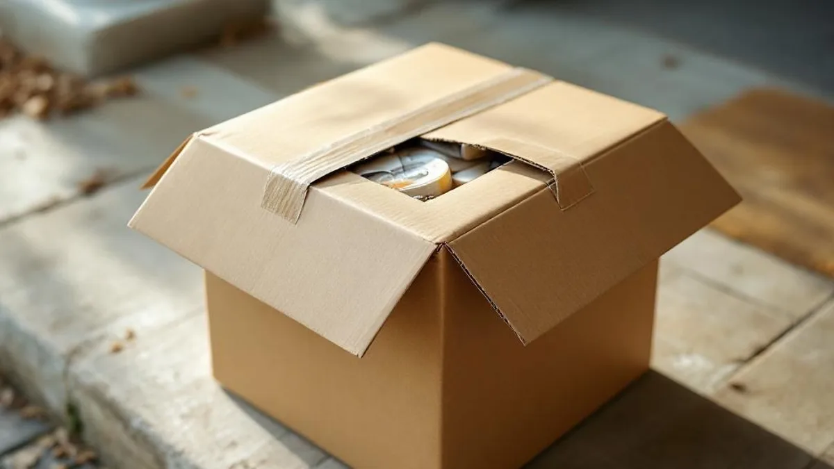 A shipping box that split open in transit